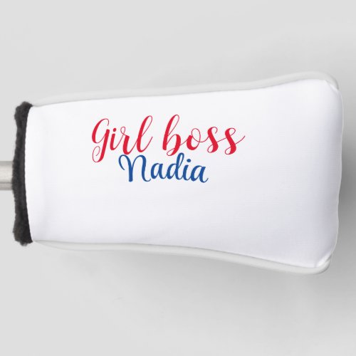 simple minimal girl boss add name text image busin golf head cover