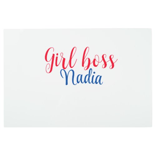 simple minimal girl boss add name text image busin metal print