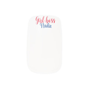 simple minimal girl boss add name text image busin minx nail art