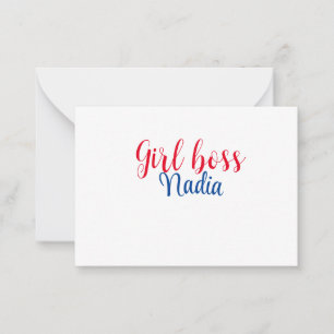 simple minimal girl boss add name text image busin note card