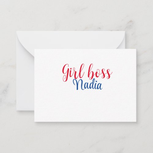 simple minimal girl boss add name text image busin note card