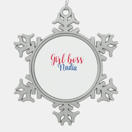 simple minimal girl boss add name text image busin snowflake pewter christmas ornament