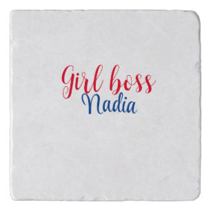 simple minimal girl boss add name text image busin trivet