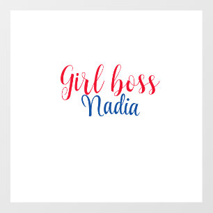simple minimal girl boss add name text image busin wall decal