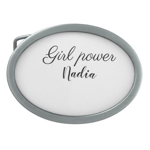 simple minimal girl power add name text image busi belt buckle