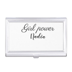 simple minimal girl power add name text image busi business card case