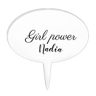 simple minimal girl power add name text image busi cake topper