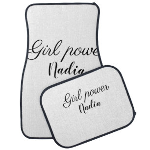 simple minimal girl power add name text image busi car floor mat