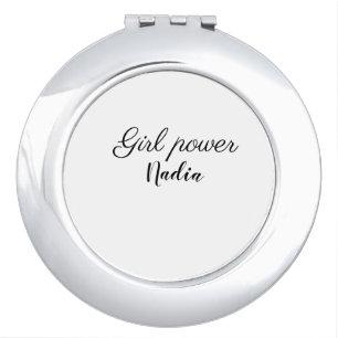 simple minimal girl power add name text image busi compact mirror