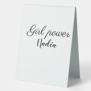 simple minimal girl power add name text image busi table tent