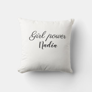 simple minimal girl power add name text image busi throw pillow