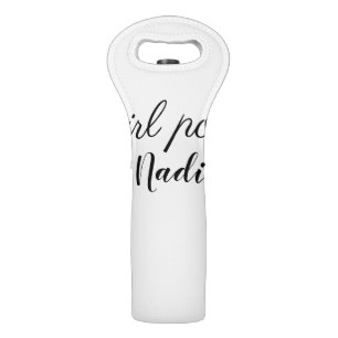 simple minimal girl power add name text image busi wine bag