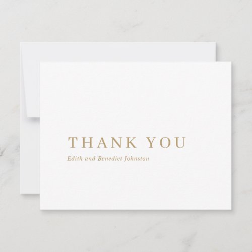 Simple Minimal Gold Classic Elegant Wedding Thank You Card
