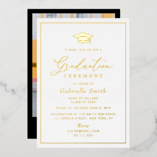 Simple minimal gold foil graduation ceremony invitation