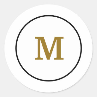 simple minimal gold monogram personalized modern classic round sticker