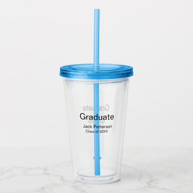 simple minimal graduate add name modern class  acrylic tumbler (Front)