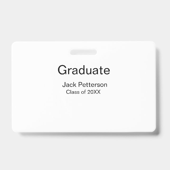simple minimal graduate add name modern class  badge (Front)