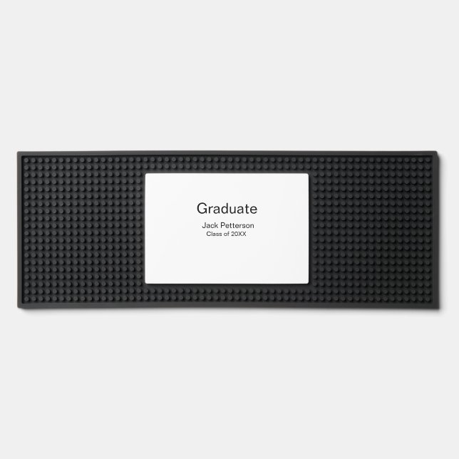simple minimal graduate add name modern class  bar mat  (Front)
