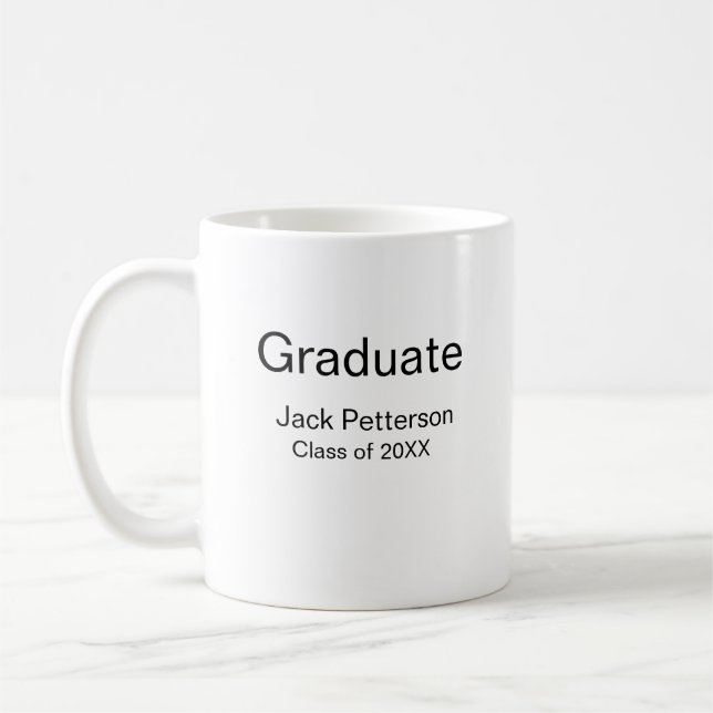 simple minimal graduate add name modern class  coffee mug (Left)