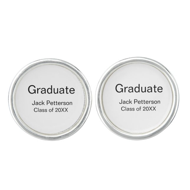 simple minimal graduate add name modern class  cufflinks (Front)