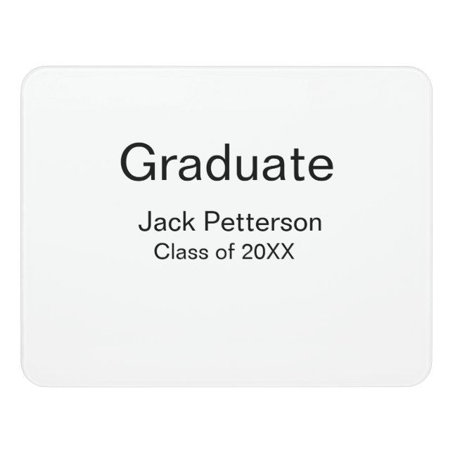 simple minimal graduate add name modern class  door sign (Contemporary Front)