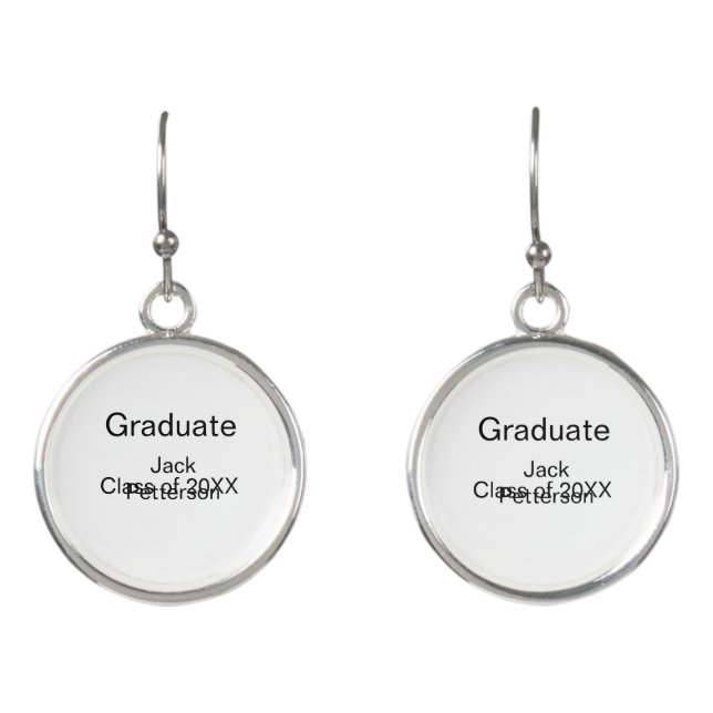 simple minimal graduate add name modern class  earrings (Front)