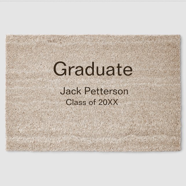 simple minimal graduate add name modern class  fiber doormat (Front)
