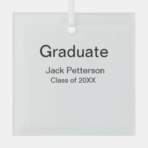 simple minimal graduate add name modern class  glass ornament