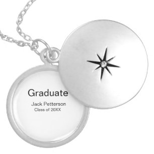 simple minimal graduate add name modern class  locket necklace