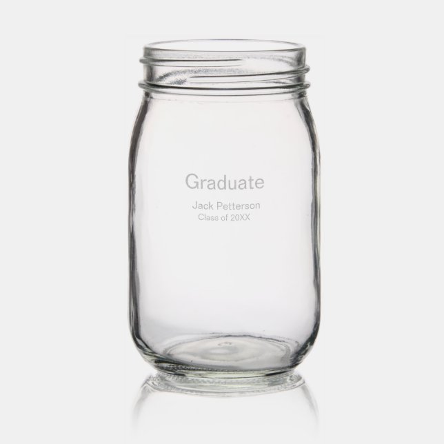 simple minimal graduate add name modern class  mason jar (Glassware)