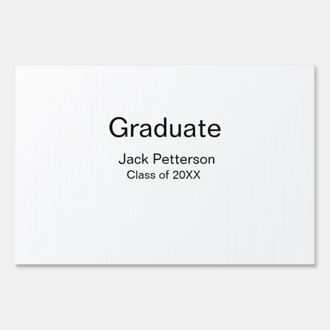 simple minimal graduate add name modern class  sign (Front)