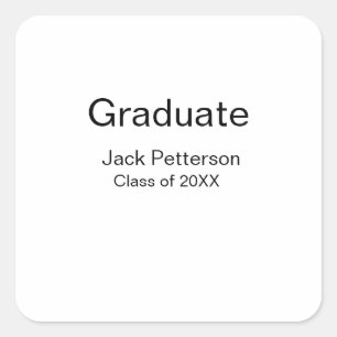 simple minimal graduate add name modern class square sticker