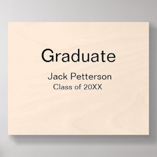 simple minimal graduate add name modern class wood photo tile