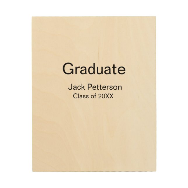simple minimal graduate add name modern class  wood wall art (Front)