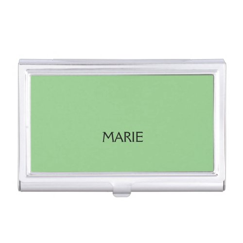 SIMPLE MINIMAL GREEN ADD YOUR NAME TEXT GIFT  BUSINESS CARD CASE