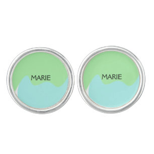 SIMPLE MINIMAL GREEN ADD YOUR NAME TEXT GIFT CUFFLINKS