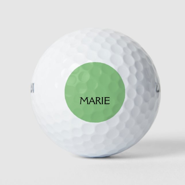 SIMPLE MINIMAL GREEN ADD YOUR NAME TEXT GIFT GOLF BALLS (Front)