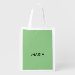 SIMPLE MINIMAL GREEN ADD YOUR NAME TEXT GIFT GROCERY BAG