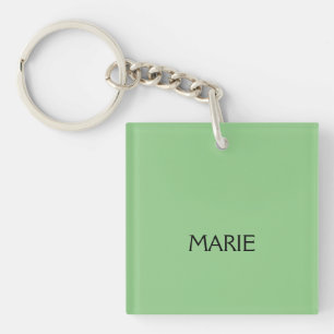 SIMPLE MINIMAL GREEN ADD YOUR NAME TEXT GIFT KEYCHAIN