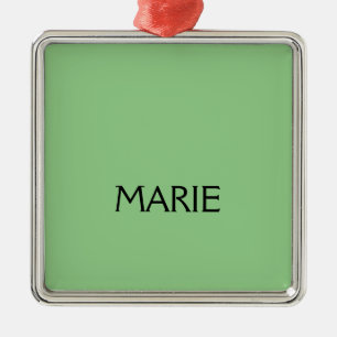 SIMPLE MINIMAL GREEN ADD YOUR NAME TEXT GIFT  METAL ORNAMENT