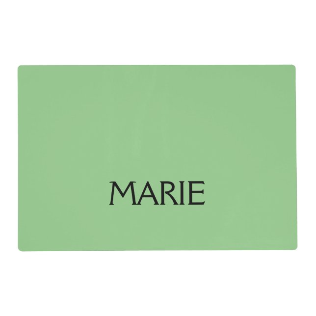 SIMPLE MINIMAL GREEN ADD YOUR NAME TEXT GIFT     PLACEMAT (Front)