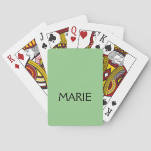 SIMPLE MINIMAL GREEN ADD YOUR NAME TEXT GIFT POKER CARDS