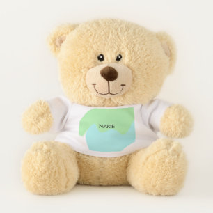 SIMPLE MINIMAL GREEN ADD YOUR NAME TEXT GIFT TEDDY BEAR