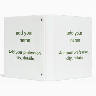 Simple minimal green add your text name photo cust 3 ring binder