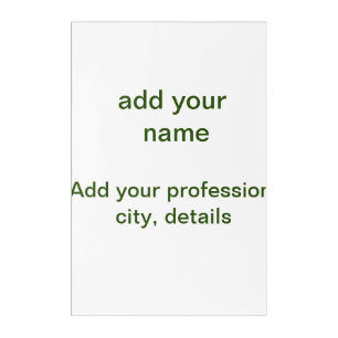 Simple minimal green add your text name photo cust acrylic print