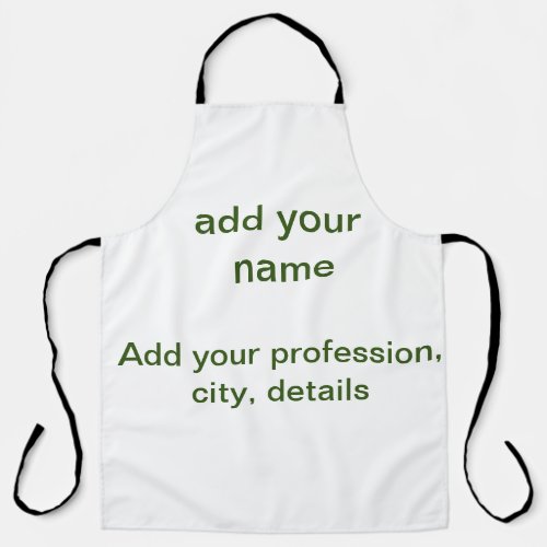Simple minimal green add your text name photo cust apron