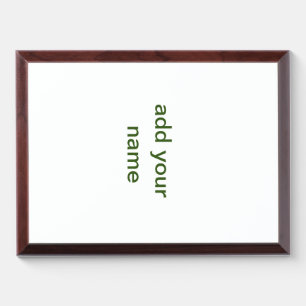 Simple minimal green add your text name photo cust award plaque