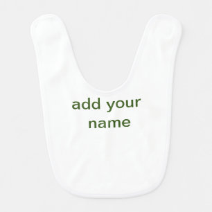Simple minimal green add your text name photo cust baby bib