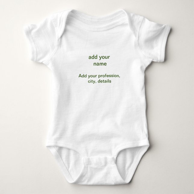 Simple minimal green add your text name photo cust baby bodysuit (Front)