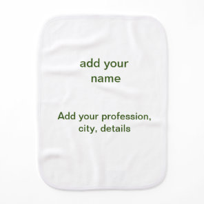 Simple minimal green add your text name photo cust baby burp cloth